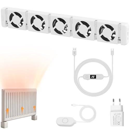 Warmfay Heizkörper Ventilator 5.0 Heizungsventilator, Smart Heizkörperverstärker Einstellbarer Geschwindigkeit mit Thermostaten, Heizungslüfter Lauf Ruhig Sparen von Energie & Heizkosten (Mono Set)