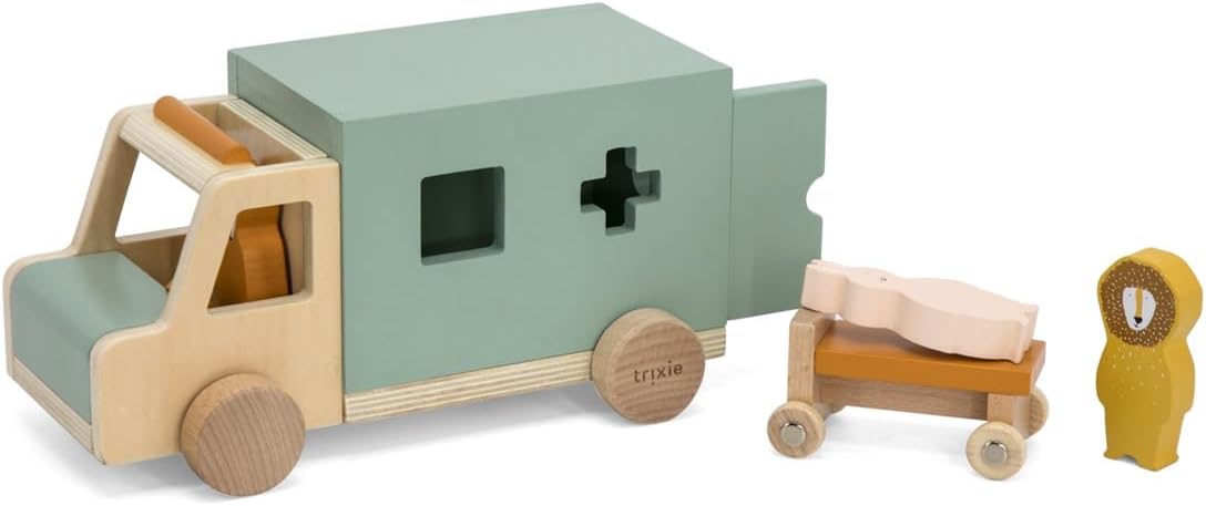 Trixie - FSC Certified Wooden Ambulance Toy for Children from 18 Months