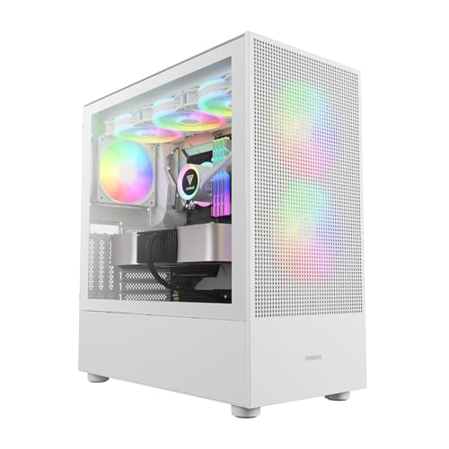 GAMDIAS TALOS M3 MESH ATX Mid Tower PC Case, 3 ARGB PWM Fan, Airflow Mesh Front Panel, Tool-Free Tempered Glass Side Panel, Magnetic Dust Filter,White