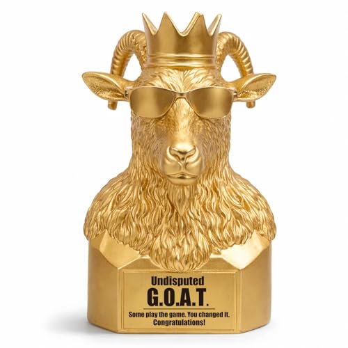 FRBFRB Promotion Gifts for Men - The Game Changer G.O.A.T. Trophy | Unique Congratulations Gift for Boss Entrepreneur Husband on New Job CEO Executive Desk Decor - Gold Statue 6.7