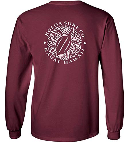 Joe's USA Koloa Surf Hawaiian Turtle Logo Long Sleeve Tee-L.Athletic.Maroon
