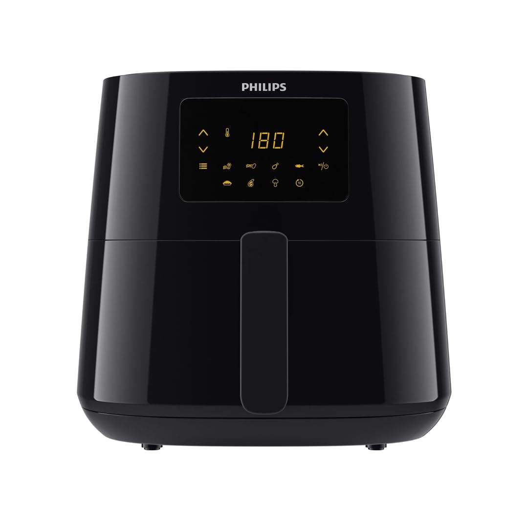 Philips Essential Airfryer XL - 6,2L, Fritteuse ohne Öl, Rapid Air Heißlufttechnologie, Touchscreen, NutriU App mit Rezepten, 2000 W, ‎15 x 15 x 14 cm, Schwarz (HD9270/90)