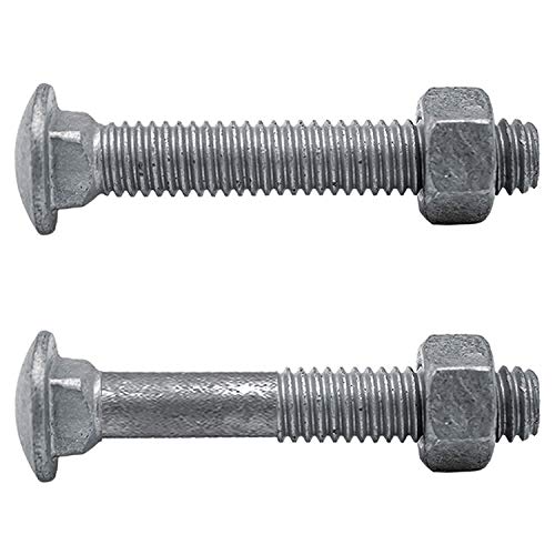Image of Carriage Bolts 3 /8-16 x 2-1 /4 inch: w /Nuts Galvanized Bulk Carriage Bolt ~ Coarse Thread (2 1 /4 inches Long) (100 Pieces) - Chain Link Fence Carriage Bolt w /Nuts