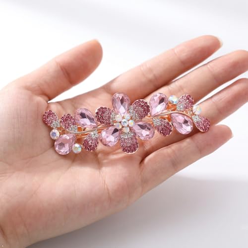 Pinza para cabello con diseño de flor y cristales miniatura 5