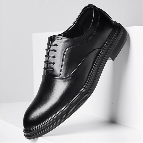 Mens British Style Pointed Toe Business Dress Shoes Fashion Casual Black Large Size Genuine Leather Office Footwear Lace up3