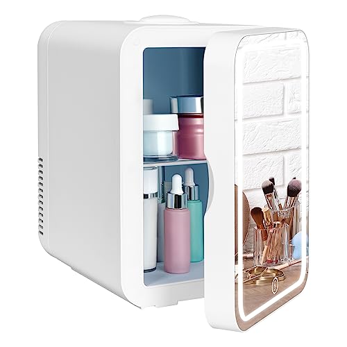 eklipt Skincare Fridge - Mini Fridge with Dimmable LED Mirror (8 Liter/8 Can), AC/DC Portable Beauty...
