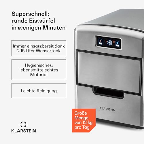Klarstein Eiswürfelmaschine Klein für 12 kg Eiswürfel pro Tag