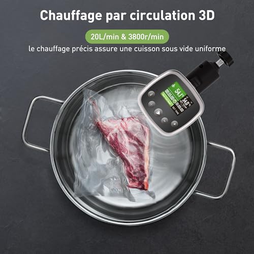 Miniatura 6 de Kitchenboss Wi-Fi Sous Vide Cocina Precisión: Roner Cocina Baja Temperatura 1100w A Prueba De Agua Ipx7, Pantalla Tft Táctil Control De Temperatura De Precisión