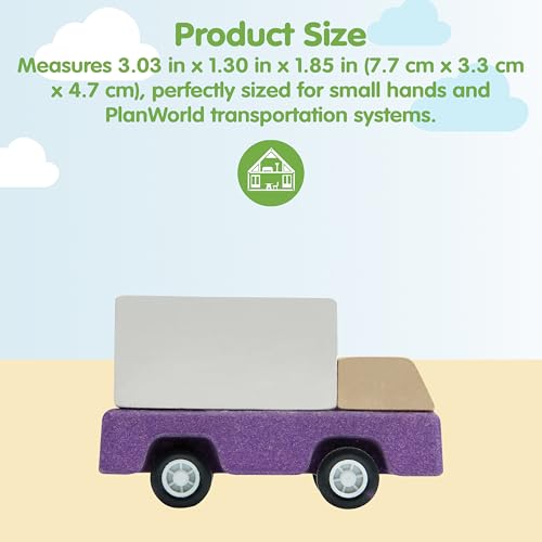 Image of PlanToys Purple Delivery Truck Wooden Montessori Vehicle Toy | Early Movement, Imagination and Practical Life Exploration | Eco Friendly Truck for Indoor and Outdoor Play