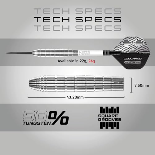 RED DRAGON - Luke Humphries TX1 Series | Professional Steel Tip 90% Tungsten Darts Set - Includes Dart Flights & Stems | Professional Player Edition (Silver/Black, 24G, TX1) - Image 4