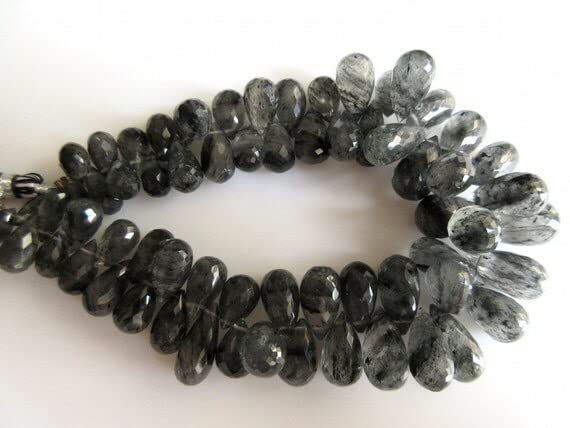 Quartz rutilé noir facetté en grosses gouttes pour bijoux de luxe LKBEADS
