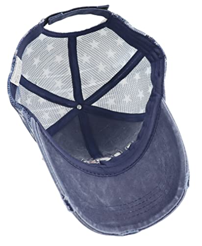Image of American Flag Trucker Hat for Men Women, Adjustable Vintage Embroidery Washed Distressed USA Baseball Cap