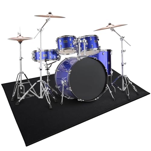Drum Rug, 4X5.26FT Drum Mat Drum Carpet with Non-Slip Grip Bottom, Soundproof Drum Floor Mat...