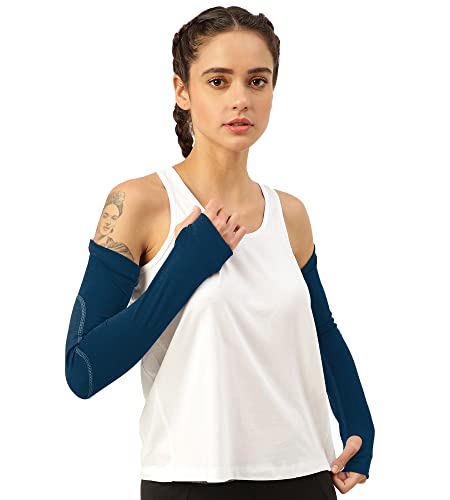 Image of Freecultr Women Breathable Bamboo Cotton Antibacterial Arm Sleeves with Built-in Gloves | Soft, Sweat-Wicking & Skin-Friendly