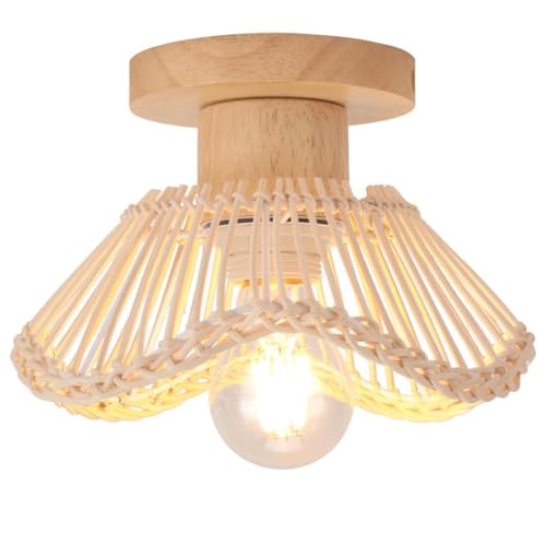 DLGLOLIN Plafonniers en Bambou Tressée Lampe de Plafond Vintage E27