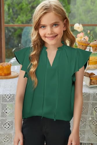 Image of DOKOTOO KIDS Girls Short Sleeve Blouse Dress Shirt Top Size 7-15 Years Old