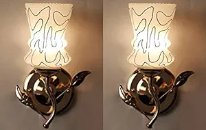 Royal Glass Fancy Light Wall lamp with Metal Fitting and All Fixture Set of Two(Electric)