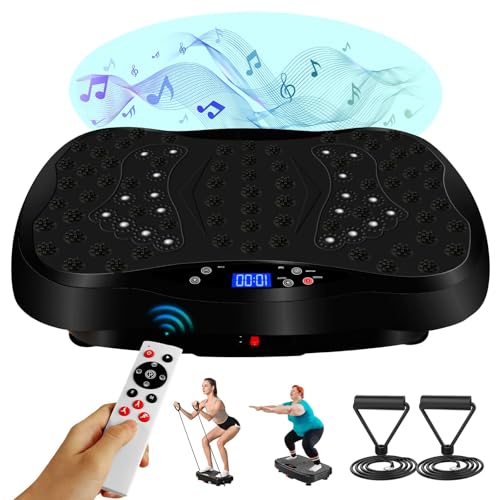 Vibration Plate Exercise Machine - 120 Speed Levels Full Body Workout Vibration Platform with Loop Bands & Remote Control for Home Fitness & Weight Loss & Muscle Toning， [Au Plug]