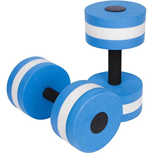 BigBoss Sports Aquatic Exercise Dumbbells Aqua Fitness Barbells Exercise Hand Bars – Set of 2 – for Water Aerobics (Blue)