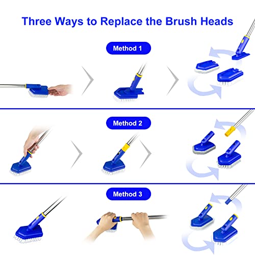 Ittar Mutil-Purpose Scrub Brush With 3-Section Adjustable Long Handle, 56" Tub Tile Scrubber, 2-In-1 Shower Cleaning Brush & Sponge, Stiff Bristles Cleaner Tool For Cleaning Shower Bathroom Bathtub #TOP7