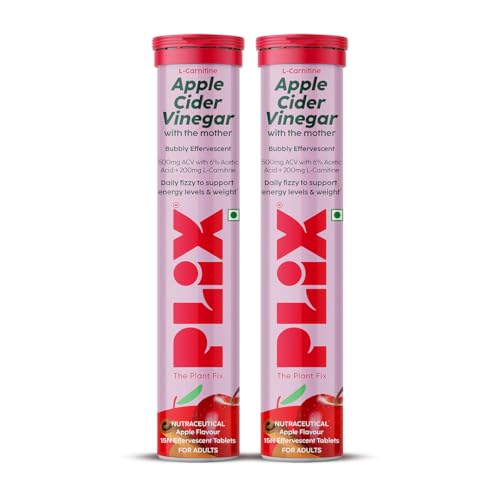 The Plant Fix Plix L-Carnitine Acv Effervescent Tablets Helps To Turn Food Into Energy| Pack Of 2, 2 Count, 15 Capsules