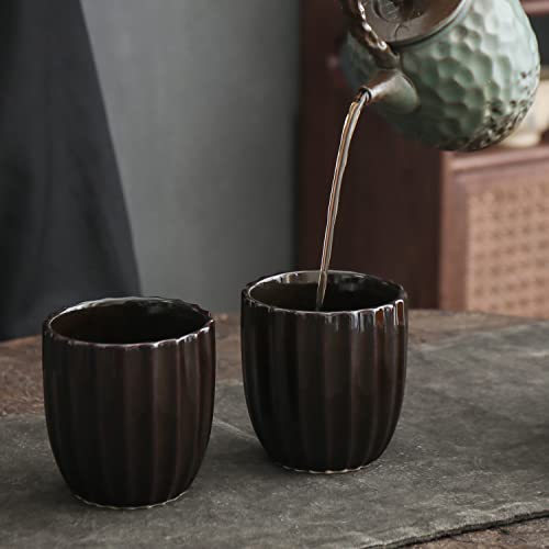 Teanagoo Pottery Chinese Tea Cup Tea Cup, 6.5 Oz/185 Ml, Tg-H14 Junware-Green, 4 Pcs/Box, Occupied Japan Tea Cups Porcelian Asian Tea Cups No Handles Japanese Tea Cups #TOP3