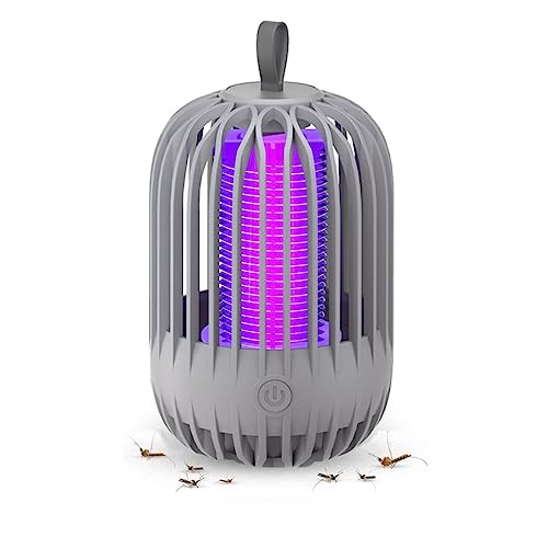 Electric Fly Zapper and Mosquito Killer Lamp - 2-in-1 Insect Trap with UV Light - Effective Bug Zapper for Indoor and Outdoor Use - Waterproof Design for Long-lasting Performance (Grey)