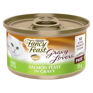 Fancy Feast Wet Cat Food, Gravy Lovers Paté Salmon Feast in Gravy – 85 g Can (24 Pack)
