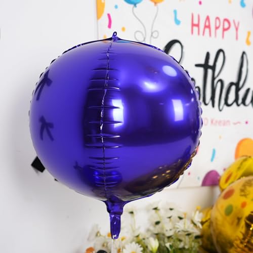 Image of 12PCS Dark Purple Round Foil Balloons 22 inch 15 inch 10 inch Large Mylar Balloons | Shiny Metallic Purple 4D Ball Balloons for Birthday Party, Graduation, Wedding, Christmas, New Year, Disco Prom Party Decor