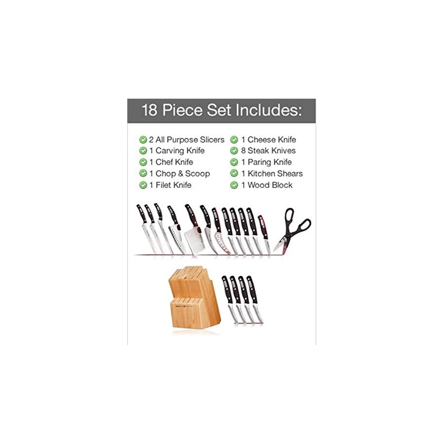 Miracle Blade IV World Class Professional Series 18-Piece Premium Knife Set with Block - Versatile, Sharp & Durable (Miracle Blade IV 18pc Set)