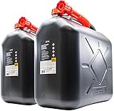 2x 20L Kraftstoffkanister im Praktisches Design - Die Kanister sind mit einem praktischen Ausgießer ausgestattet, der das Befüllen von Fahrzeugen und Maschinen erleichtert und Verschüttungen minimiert.