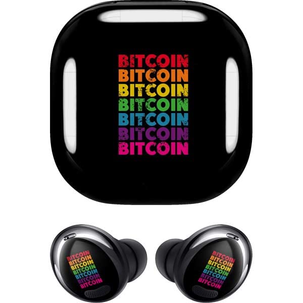 Skinit Decal Audio Skin Compatible with Samsung Galaxy Buds Pro Originally Designed Rainbow Bitcoin Design