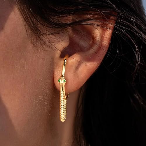 FETTERO Gold Stud Earrings for Women, 14K Gold Plated Hypoallergenic Earrings, Dainty Animal Snake Earring | Cartilage Piercing Jewelry | Gold Earrings for Women
