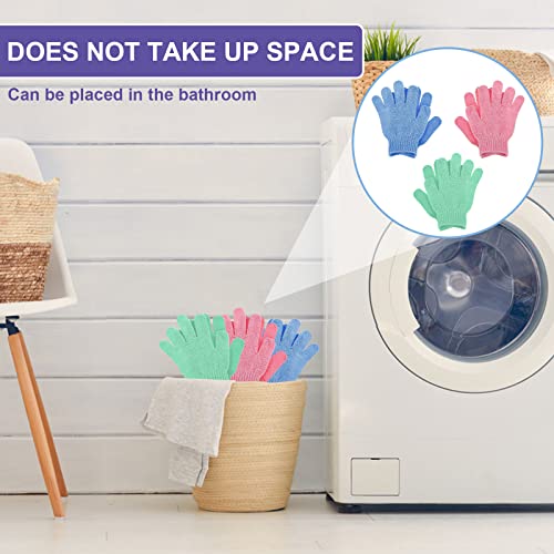 Sibba 3 Pair Bath Gloves for Shower Natural Loofah Exfoliating Wash Gloves for Body and Face, Dead Skin Remover, Double Sided Microfibre Shower Body Gloves for Adults and Kids - Image 6