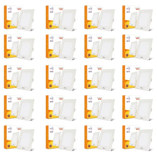 Image of wipro Garnet 16W Square LED Slim Plus Panel | Coolwhite Light(6500K)| Ultra-Slim Design | Aluminium Housing | Flicker Free Design | Recessed Down Light for False Ceiling |Cutout - 100mm |Pack of 20