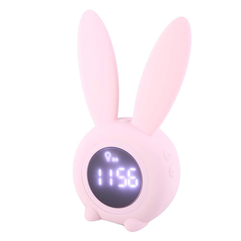 Fdit Multifunktions Cartoon Kaninchen LED Bildschirm Timing Alarm Temperatur Tischuhr MEHRWEG VERPACKUNG(Rosa)