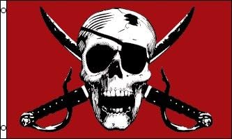 Crimson Pirate Flag - Beautiful Double-Stitched 100% Polyester w/Brass Grommets 3' x 5'