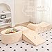 Tiita Foam Climbing Blocks with Small Ball Pit Playground for Baby, Climb and Crawl Playset 5-Piece - Indoor Soft Play Climber for Playtime Fun, Beige