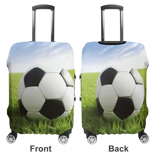 Luggage Covers Anti-Scratch Suitcase Cover Soccer Ball On Grassy Washable Elastic Suitcase Protector Travel Luggage Protector Covers Carry On Luggages Cover XL (30-32 inches)3