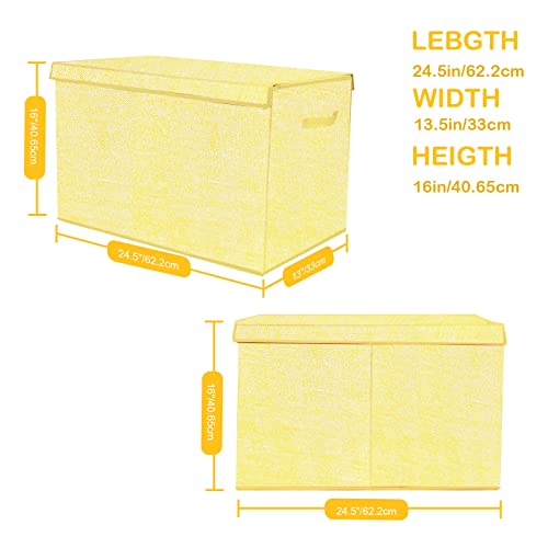 Pantryily Toy Storage Bins,Large Toy Box Chest With Lids,Foldable Stuffed Animal Toy Organizers And Storage With Sturdy Handles For Kids,Girls,Boys,Nursery,Playroom 24.5"X13"X16" (Yellow) #TOP1