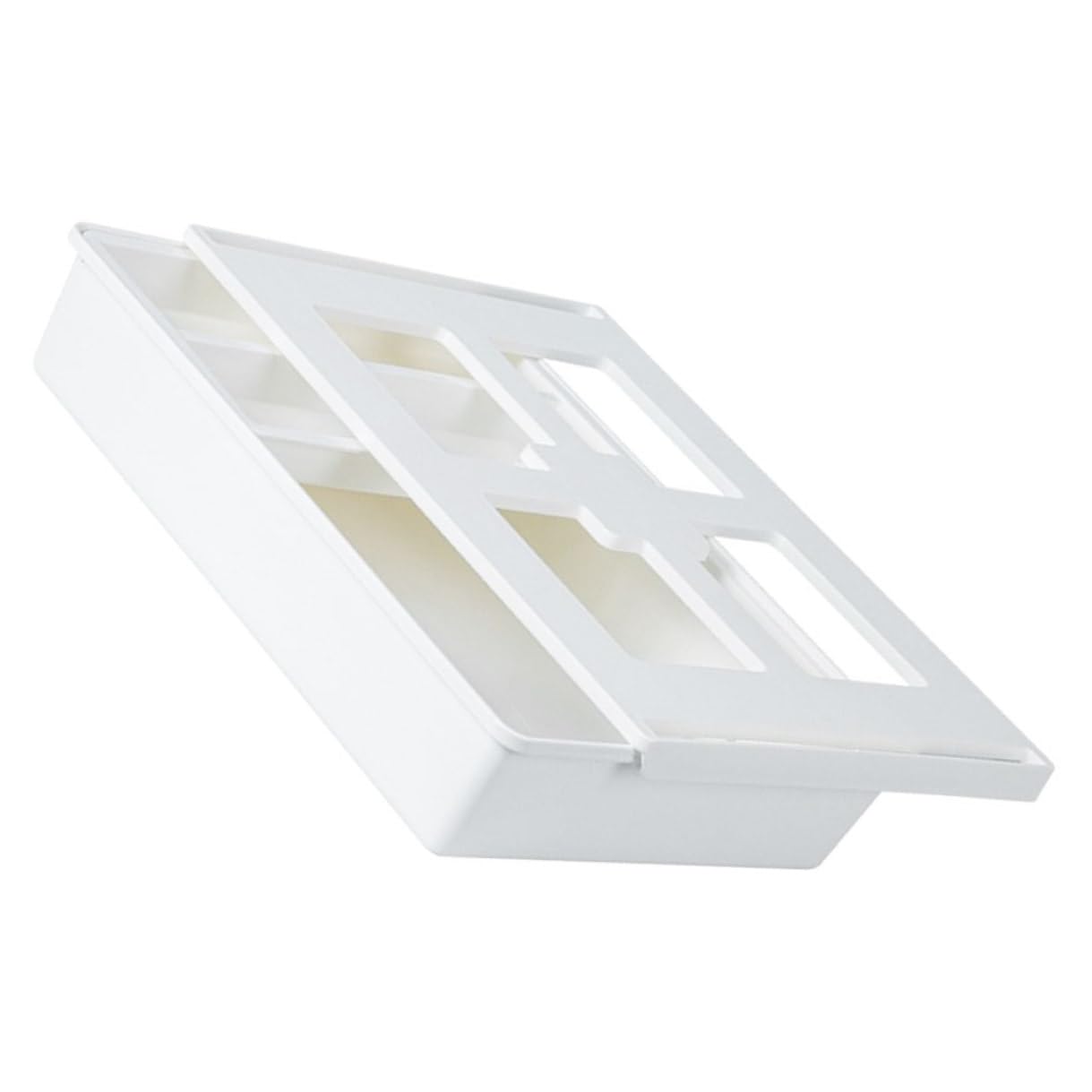 WOONEKY Boîte de Rangement Organisateur Caché Blanche en ABS Grosse Capacité pour Tiroir sous Bureau pour Bureau et Espace de Travail