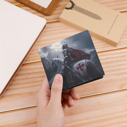 Knight Templar Bifold Wallet RFID Blocking Slim Credit Card Holder with with ID Window for Men Women4