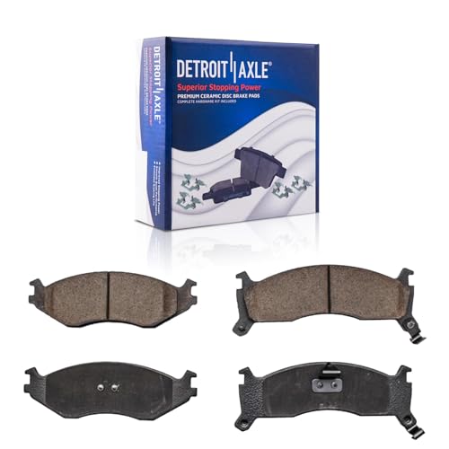 Image of Detroit Axle - 4pc Front Brake Kit for 1991-1995 Dodge Caravan Plymouth Voyager 1991-1993 Grand Voyager, Disc Brake Rotors Ceramic Brakes Pads with Hardware Replacement