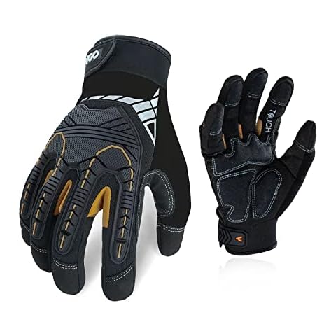 Vgo... Safety Work Gloves,Mechanics Gloves,Impact Gloves,Anti-Vibration Gloves,Rigger Gloves,Heavy Duty(Size L,Black+Gold,SL8849, 1Pair) Cover