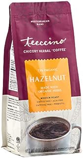 Teeccino Chicory Coffee Alternative – Hazelnut – Ground Herbal Coffee That’s Prebiotic, Caffeine Free & Acid Free, Medium Roast, 11 Ounce