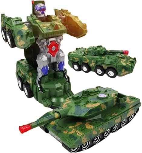 Neel Saanjh Army Tank Deformation Robot Car Toy, Eye-Catching Theme, 360 Degree Rotation, Bump N Go Action, Vibrant Colour, Battery Operated, Flashing LED Light And Sound