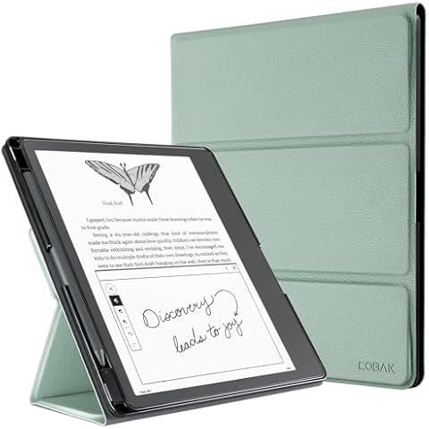 CoBak Stand Case for Kindle Scribe - Premium Folio Leather Cover with Pen Holder, Auto Sleep/Wake - Compatible with 10.2 Inch Kindle Scribe (2022/2024 Release) Cover