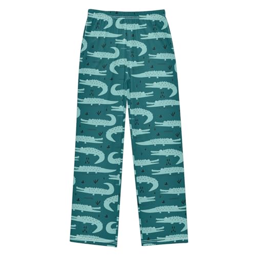 ZZXXB Wild Crocodile Boys Long Pants Soft Trousers Elastic Waist Kids Lounge Bottoms with Pockets S-XL