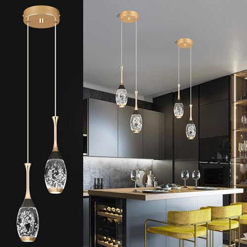 Suspension moderne 2 LED en cristal en forme de goutte d'eau à hauteur réglable