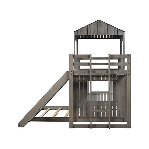 Merax House Shaped Solid Wood Bunk Bed With Roof, Window, Guardrail And Ladder For Kids, Teens, Girl Or Boys #TOP4